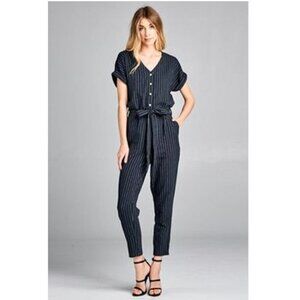 Art + Ephect Bohme Black Pinstripe Jumpsuit - Large